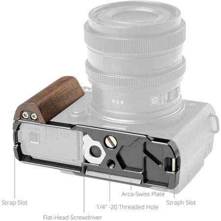 SmallRig 5945 - montażowa płytka L-kształtna, drewniany uchwyt do Panasonic Lumix S9 - szczegóły